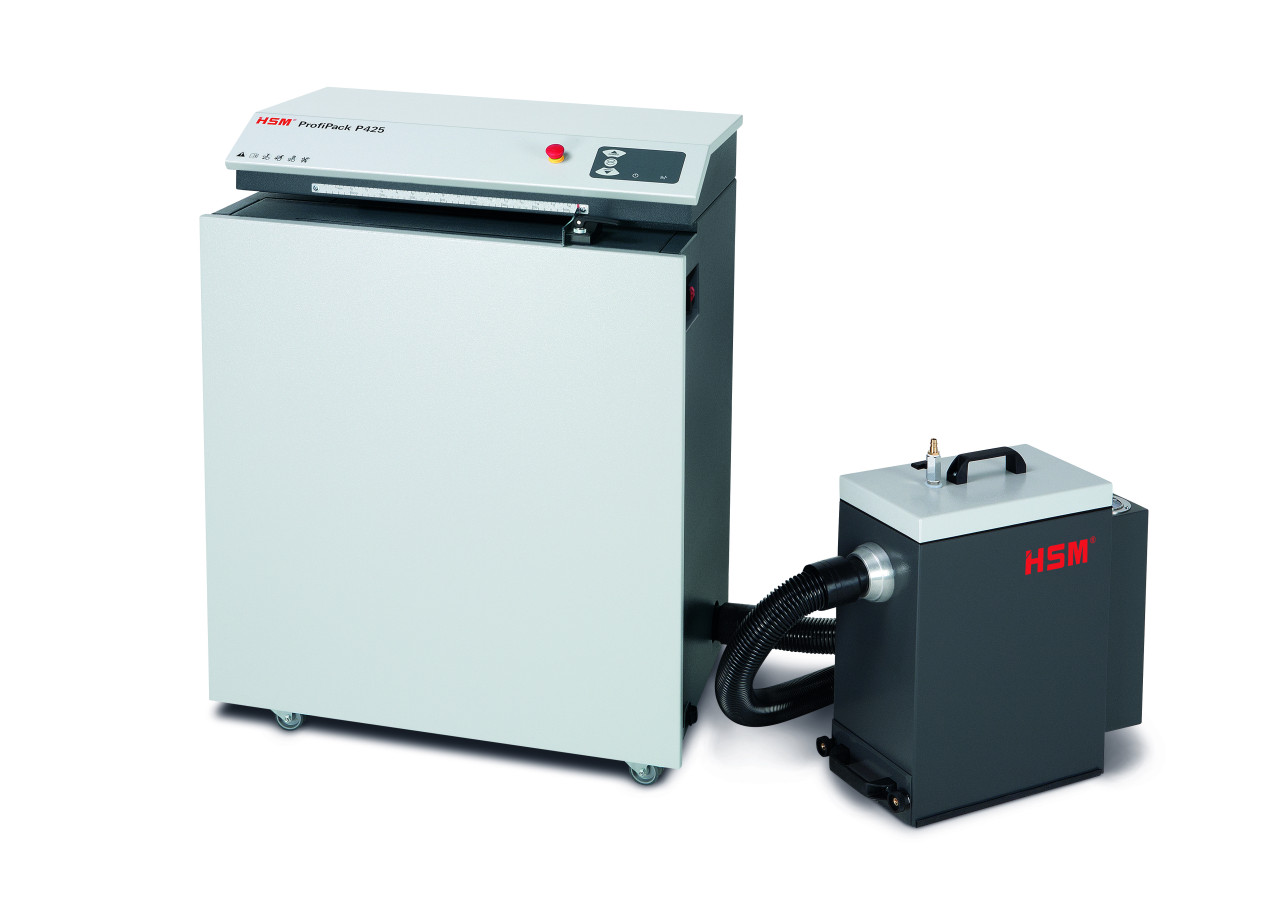 Verpackungspolstermaschine HSM ProfiPack P425, inkl. Adaptionssatz Absaugung